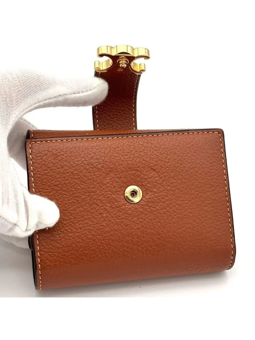 Celine Wallet Fine Strap Triomphe Brown